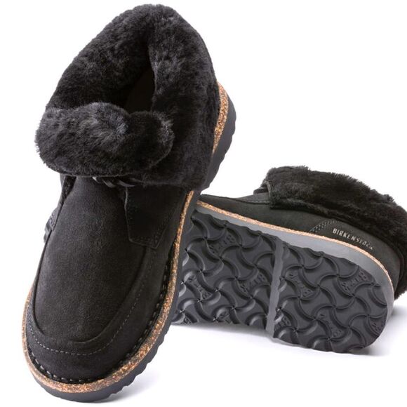 NWT Birkenstock Bakki Suede Leather Bootie Cork Sole Slip On Shoe Narrow Furry - Picture 10 of 14